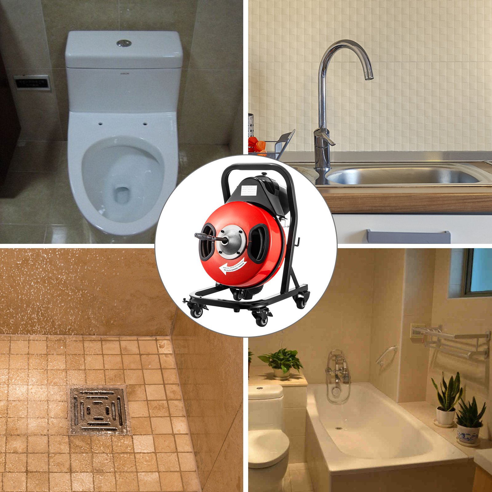 Vevor Rohrreinigungsgerät 15 M X 13 Mm Rohrreiniger Abflussreiniger- Maschine