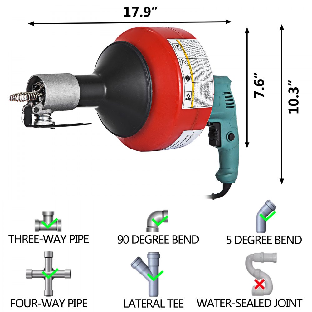 Rohrreinigungsmaschine Rohrreinigungsgerät Elektrisch Handspirale 700w 600u/min