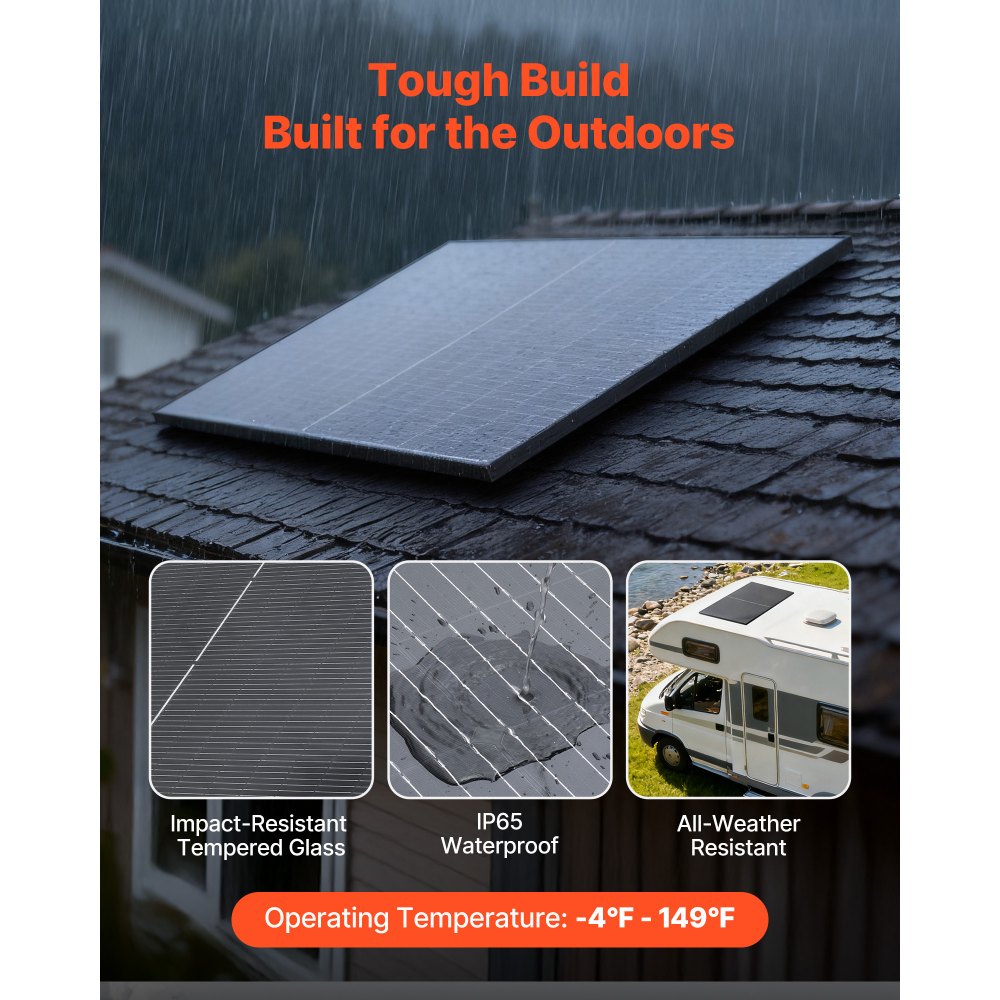 VEVOR Monokristalline Solarmodule 400 W, 2er-Pack, PV-Modul mit MC4-Ausgangsleistung & Aluminiumrahmen, Solarpanel IP65 wasserdicht, netzunabhängiger Balkonkraftwerk für Auto, Boot, RV, Flachdach