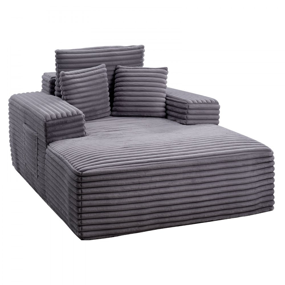 VEVOR Chaiselongue Relaxliege 138 cm, gepolstertes Schlafsofa mit Dekokissen & Armlehnen, Schlafcouch mit tiefer Sitzfläche für Wohnzimmer Schlafzimmer, Loungesessel aus hochelastischem Schwamm