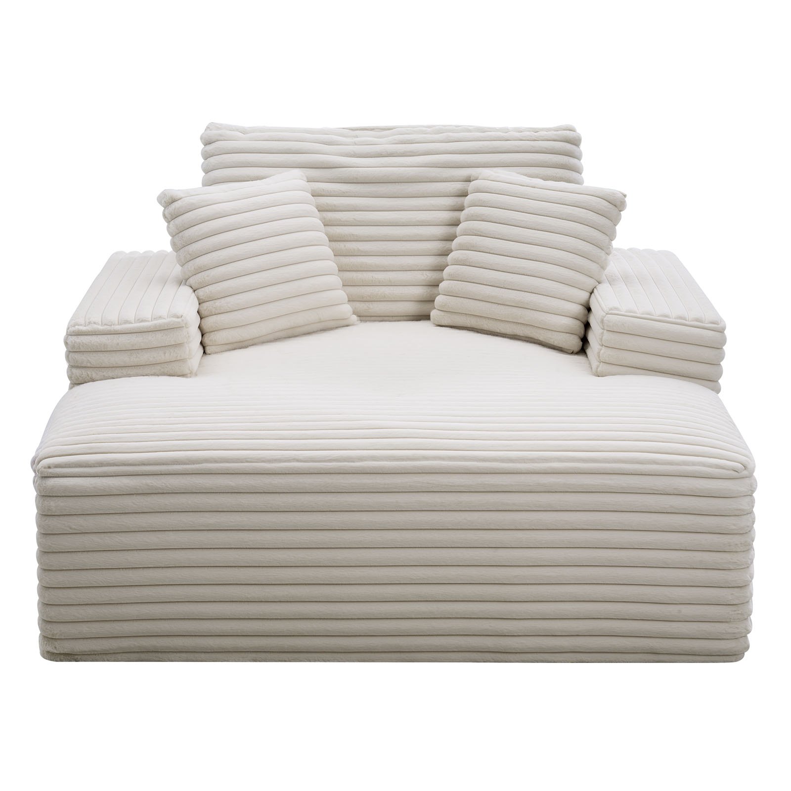 VEVOR Chaiselongue Relaxliege 138cm, gepolstertes Schlafsofa mit Dekokissen & Armlehnen, Schlafcouch mit tiefer Sitzfläche für Wohnzimmer Schlafzimmer, Loungesessel aus hochelastischem Schwamm Beige