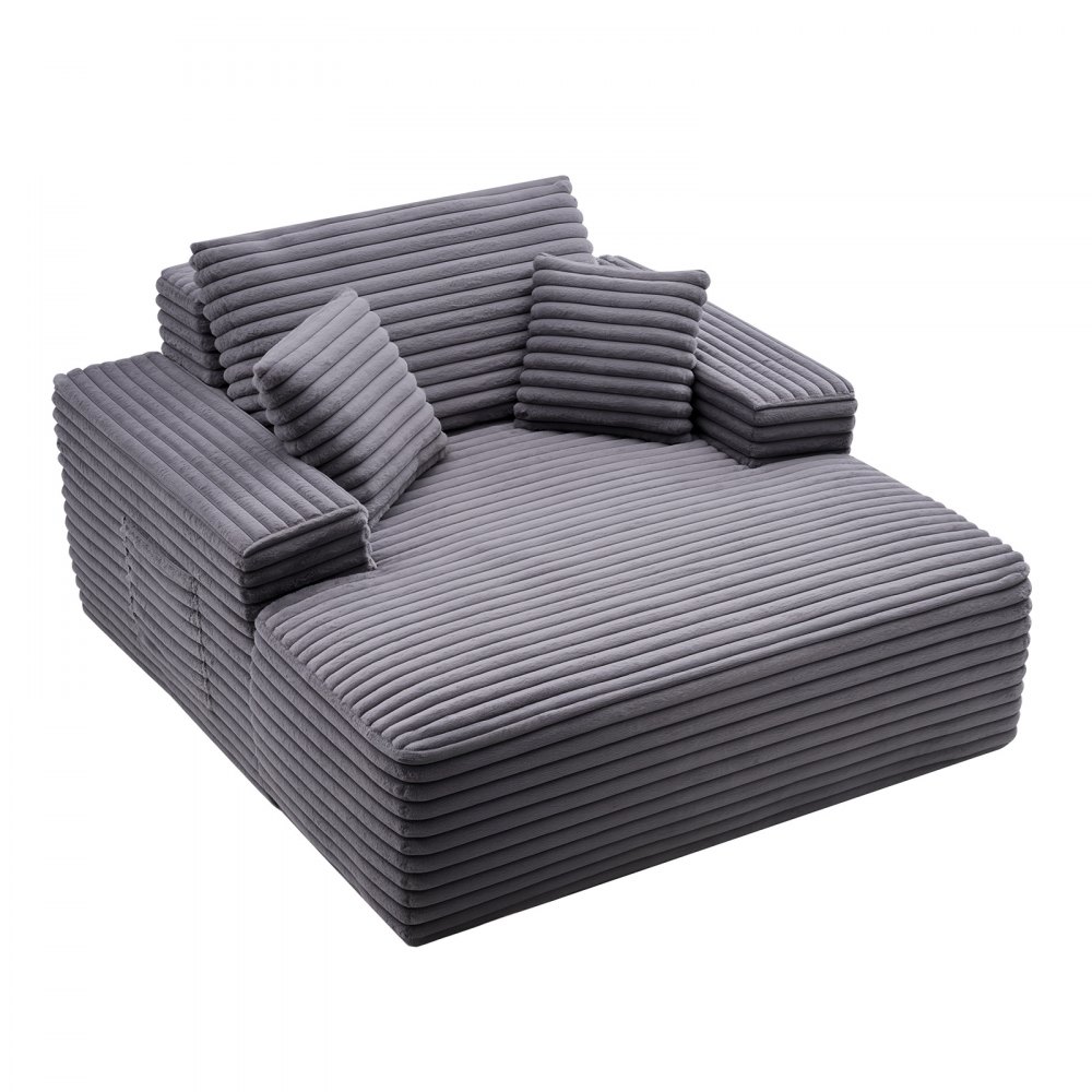 VEVOR Chaiselongue Relaxliege 124 cm, gepolstertes Schlafsofa mit Dekokissen & Armlehnen, Schlafcouch mit tiefer Sitzfläche für Wohnzimmer Schlafzimmer, Loungesessel aus hochelastischem Schwamm
