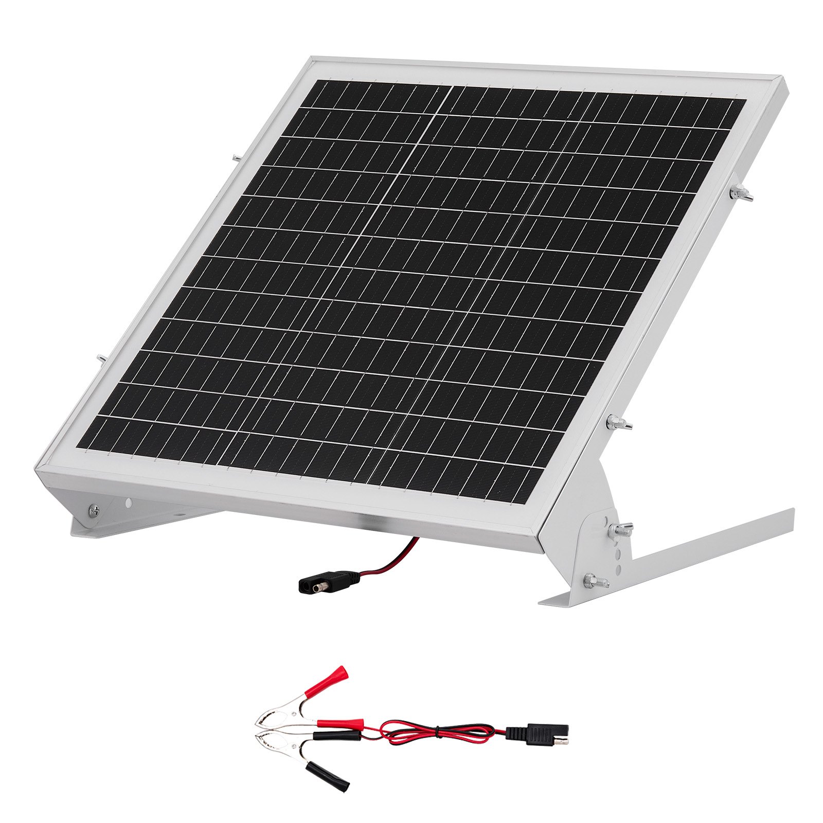 VEVOR 12V Monokristallines Solarpanel-Kit 20W, Batterieladegerät mit integriertem MPPT-Controller & verstellbarer Halterung, IP65 wasserdicht für Auto, Boot, Wohnmobil, Anhänger, Hausdach