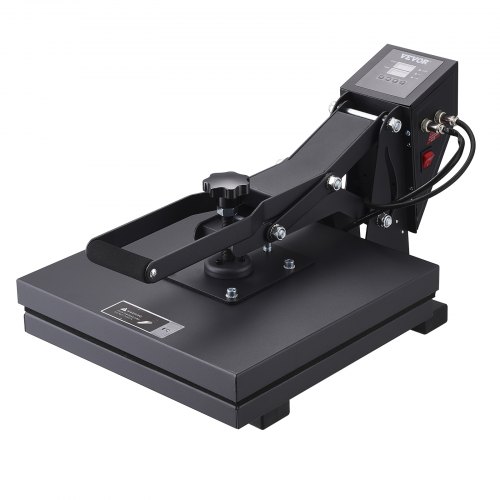 VEVOR Transferpresse 38x38 cm Textilpresse Wärmepresse Shirtpresse 1200 W, für T-Shirts Kissen Taschen Handyhüllen, Schwamm-Heizmatte, Zeit- & Temperaturregelung, PTFE-Isolierbeschichtung, Schwarz