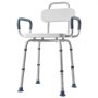 VEVOR Swivel Shower Chair with Arms and Back, 180 kg Load Heavy Duty Bench Seat for Inside Shower Stall and Bathtub, Height Adjustable Bathroom Bath Tub Seat for Adults, Seniors, Elderly and Disabled