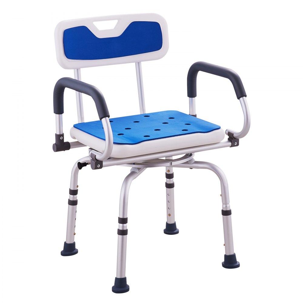 VEVOR 360 Degree Swivel Shower Chair, Adjustable Shower Seat with Swiveling Armrests for Indoor Showers or Bathtubs, Non-Slip Rotating Bathtub Shower Chair for the Elderly, Disabled, and Injured