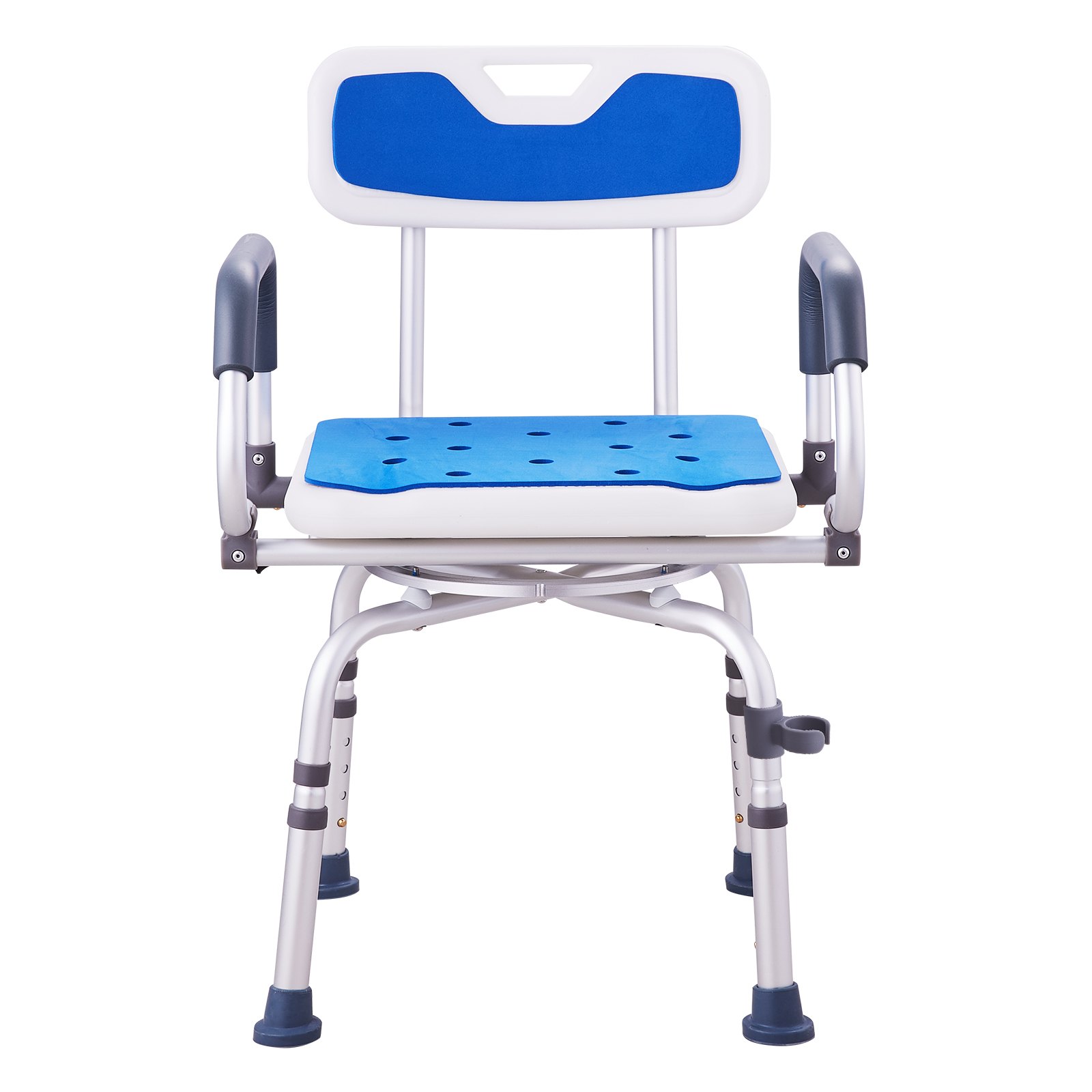 VEVOR 360 Degree Swivel Shower Chair, Adjustable Shower Seat with Swiveling Armrests for Indoor Showers or Bathtubs, Non-Slip Rotating Bathtub Shower Chair for the Elderly, Disabled, and Injured