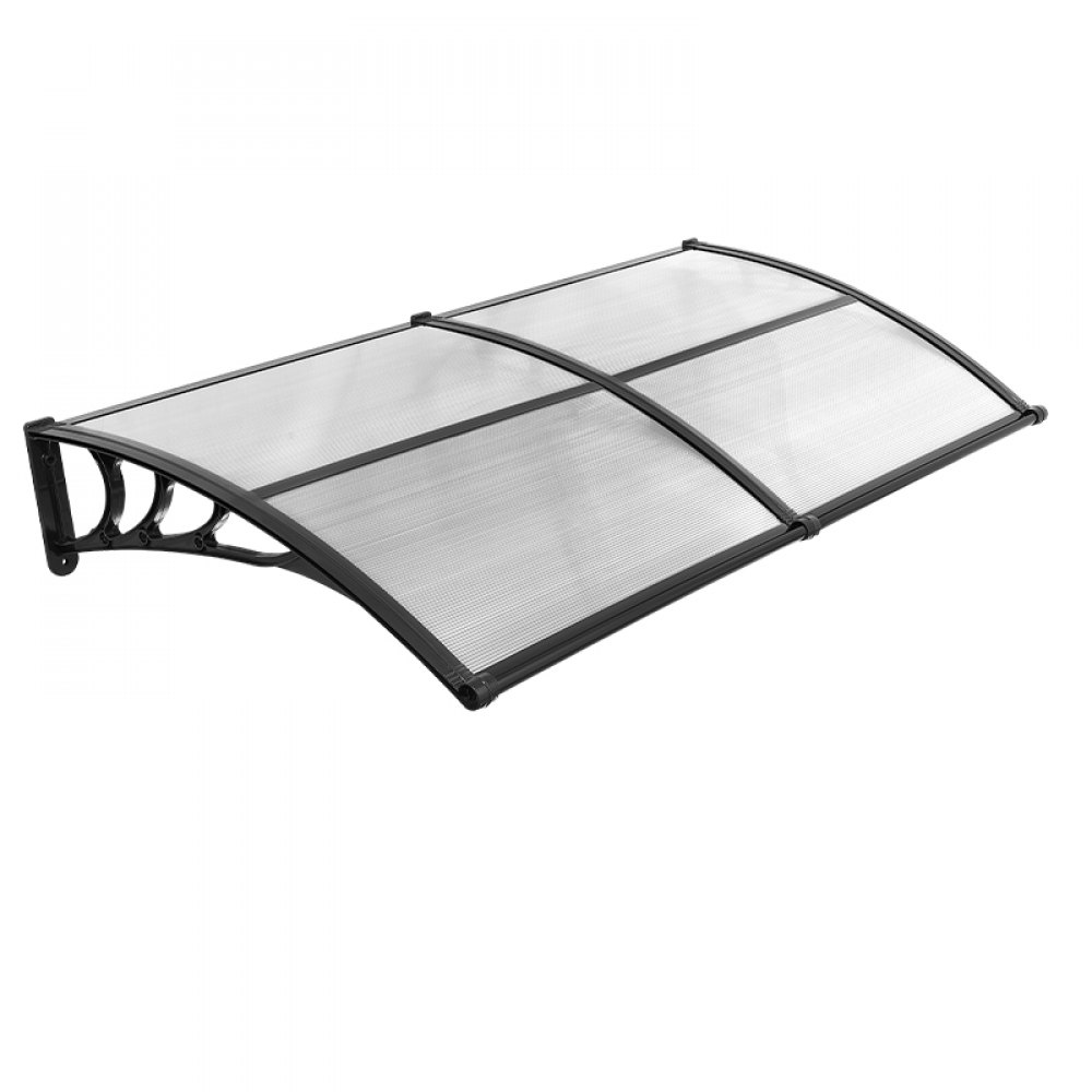 VEVOR Vordach für Haustür 965x1987 mm, Pultbogenvordach, Pultvordach mit Entwässerung & ABS-Halterung, Regen-, Schnee- & Sonnenschutz, Polycarbonat-Türüberdachung für Veranda & Terrasse, Transparent