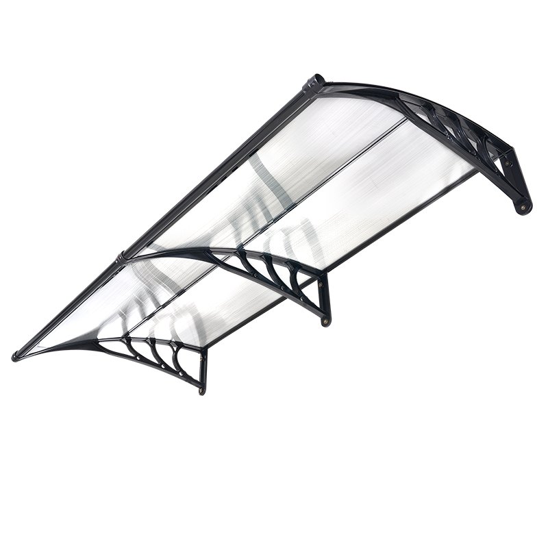 VEVOR Vordach für Haustür 965x1987 mm, Pultbogenvordach, Pultvordach mit Entwässerung & ABS-Halterung, Regen-, Schnee- & Sonnenschutz, Polycarbonat-Türüberdachung für Veranda & Terrasse, Transparent