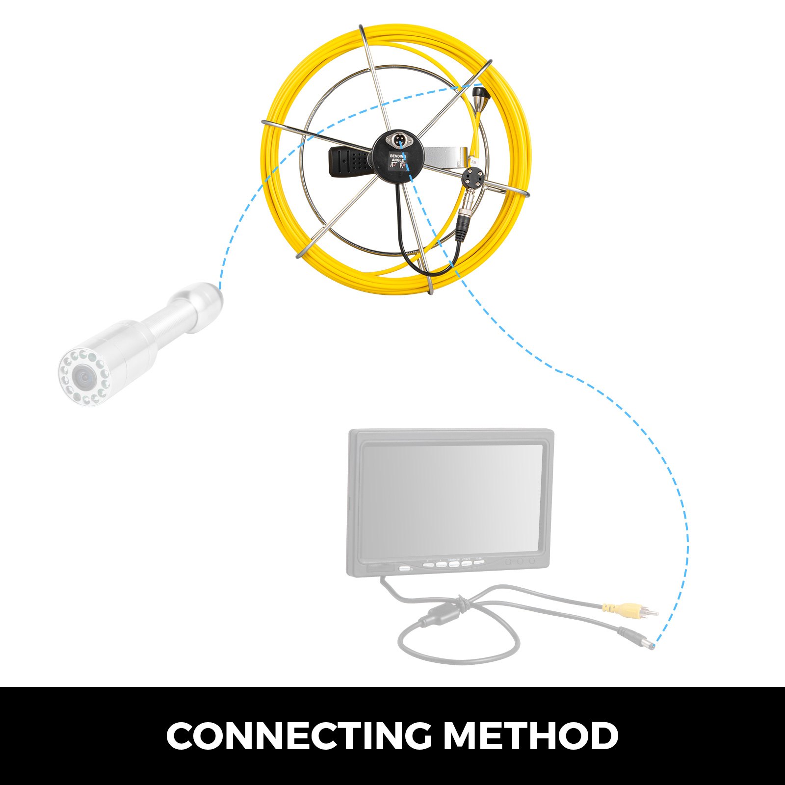 20m rohrinspektion Kamera kabel ip68 wasserdicht abwasserkanal mit Halterung