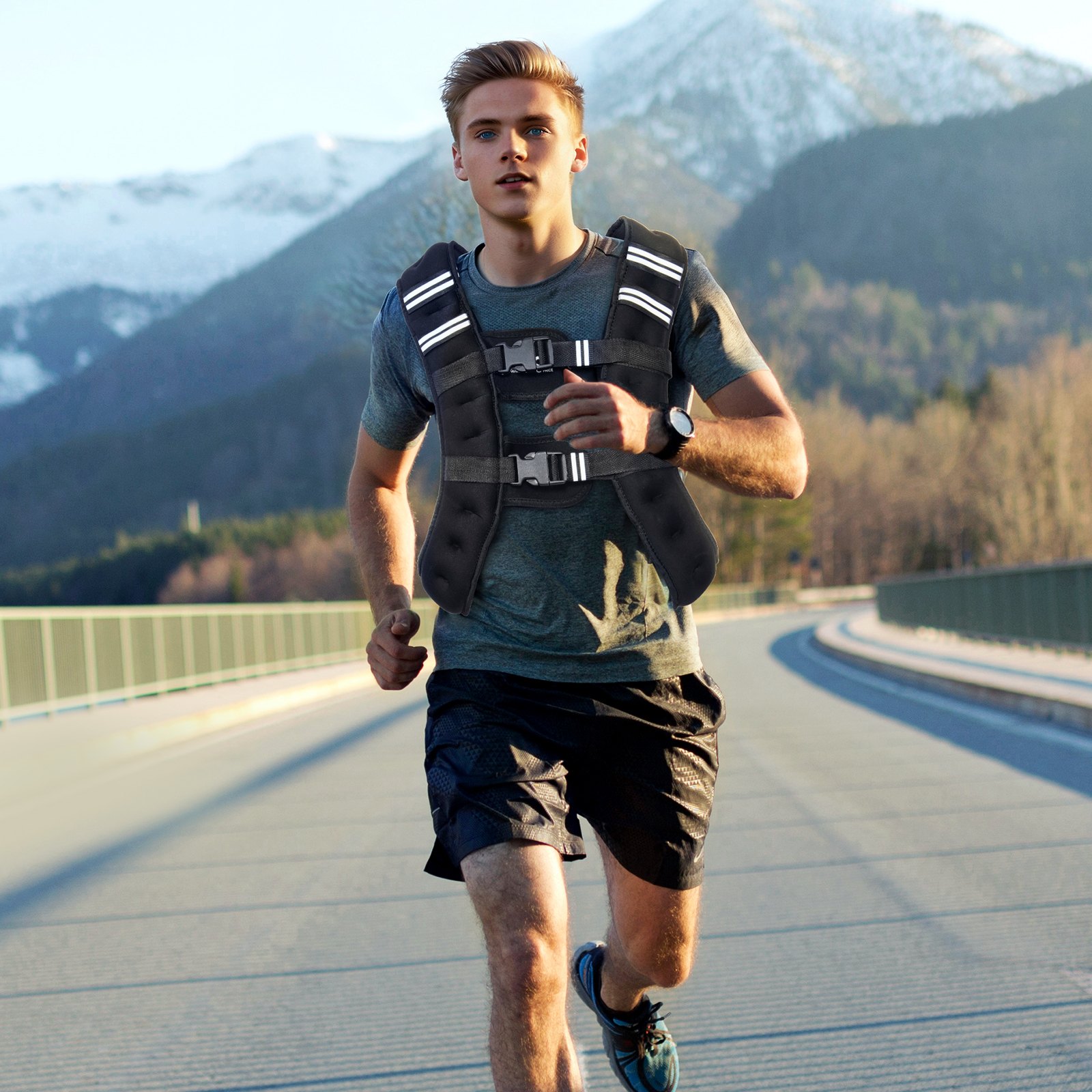 VEVOR Gewichtsweste 7,32 kg mit reflektierendem Streifen, verstellbare Schnalle, Körpergewichtsweste für Männer und Frauen, Trainingsgerät für Krafttraining Laufen Joggen Fitness Gewichtsverlust