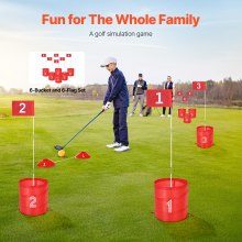 VEVOR Golfspiel Set 6-Loch tragbares Outdoor-Eimer-Golfspiel für Familie 9 Bälle