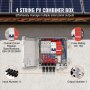 VEVOR Solar-PV-Combinerbox mit 4-String-Eingang, 63-A-Leistungsschalter und 10-A-Sicherung an einer Wand.