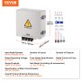 VEVOR Solar-PV-Combinerbox mit 4 Eingängen, 1 Ausgang, 63-A-Unterbrecher und mitgeliefertem Zubehör.