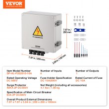 VEVOR Solar PV Combiner Box 4 String 10A für Solar Panel System ABS Fall IP65