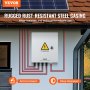 VEVOR Solar-PV-Combiner-Box an der Außenwand unter den Solarmodulen, mit Schwerpunkt auf dem rostbeständigen Stahlgehäuse.