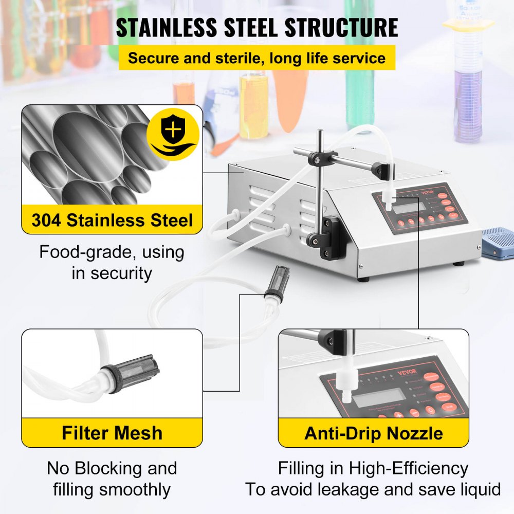 VEVOR GFK-160 Füllmaschine Flüssigkeit 5-3500 ml 30W Liquid Filling Machine Abfüller Flüssigkeitsabfüllmaschine