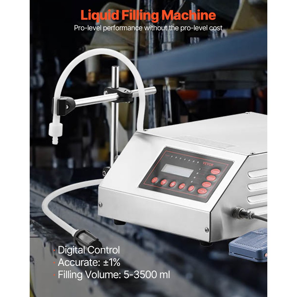 VEVOR GFK-160 Füllmaschine Flüssigkeit 5-3500 ml 30W Liquid Filling Machine Abfüller Flüssigkeitsabfüllmaschine