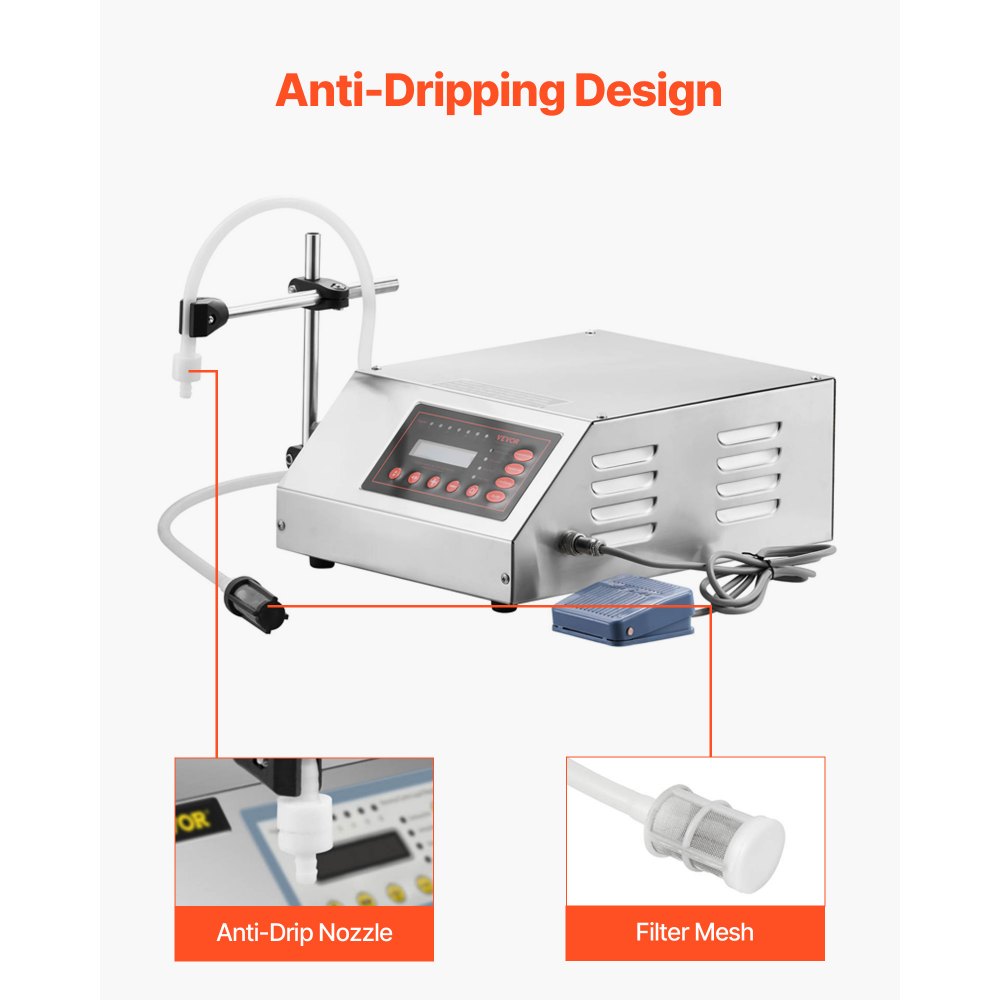 VEVOR GFK-160 Füllmaschine Flüssigkeit 5-3500 ml 30W Liquid Filling Machine Abfüller Flüssigkeitsabfüllmaschine