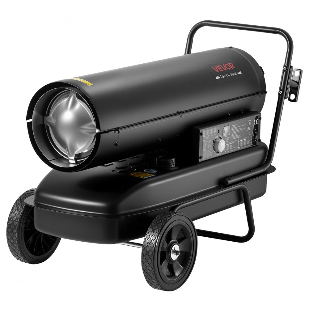 VEVOR Heizkanone 30kW Dieselheizgebläse 38L Petroleum-Heizgerät mit Rollen, Heizgebläse für Werkstatt Garage Lager & Baustelle, Thermostatsteuerung, Überhitzungsschutz, Max. 1220m³/h & 240m², Schwarz