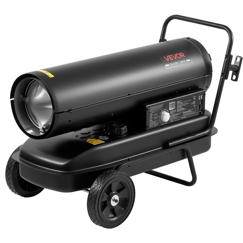 VEVOR Heizkanone 30kW Dieselheizgebläse 38L Petroleum-Heizgerät mit Rollen, Heizgebläse für Werkstatt Garage Lager & Baustelle, Thermostatsteuerung, Überhitzungsschutz, Max. 1220m³/h & 240m², Schwarz