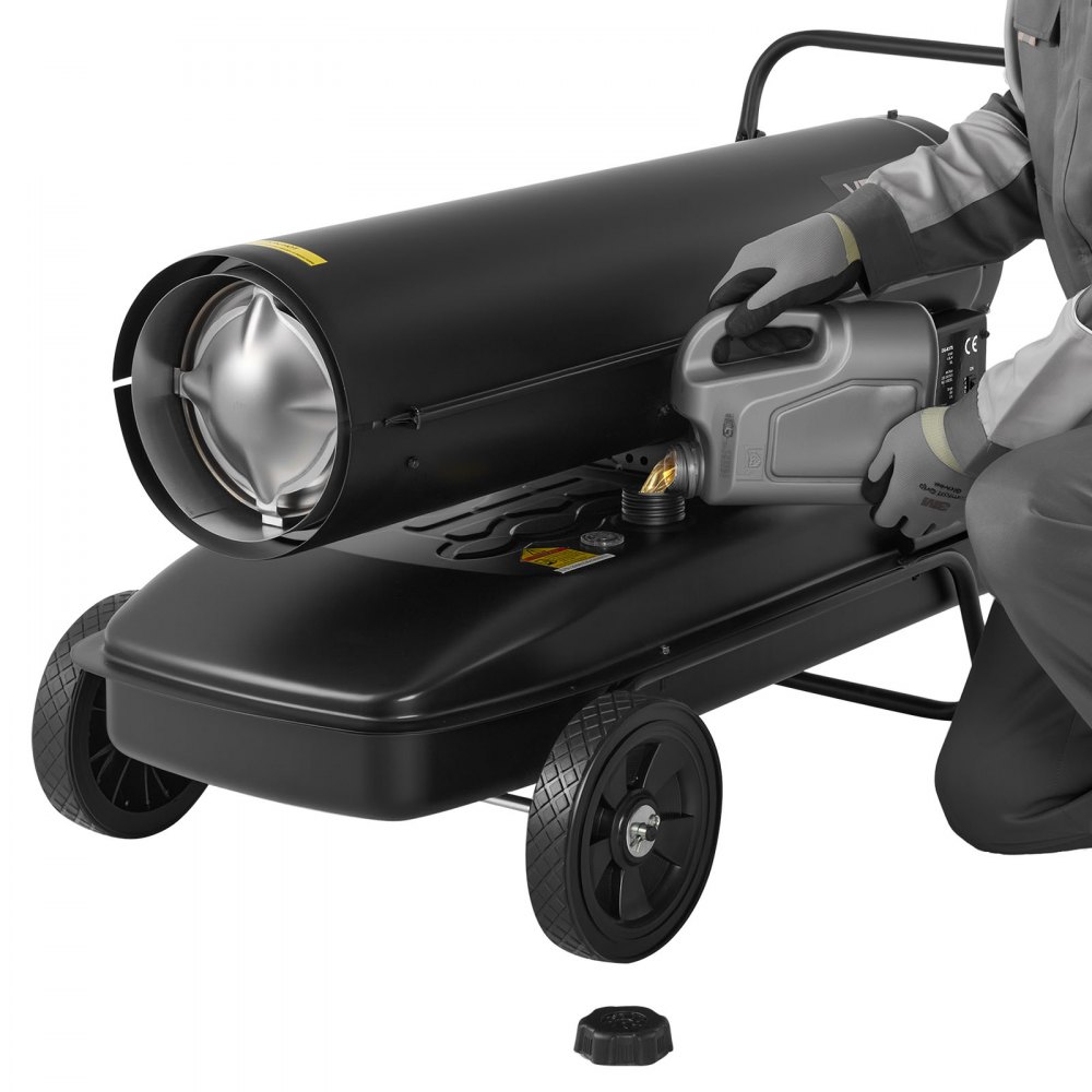 VEVOR 50 kW Heizkanone, Dieselheizer, Torpedo-Raumheizer mit Rädern und einstellbarer Temperatur, Dieselheizgebläse für Baustelle/Garage/Lager/Werkstattbau/Außenheizung, Schwarz