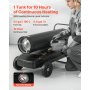 VEVOR 50 kW Heizkanone, Dieselheizer, Torpedo-Raumheizer mit Rädern und einstellbarer Temperatur, Dieselheizgebläse für Baustelle/Garage/Lager/Werkstattbau/Außenheizung, Schwarz