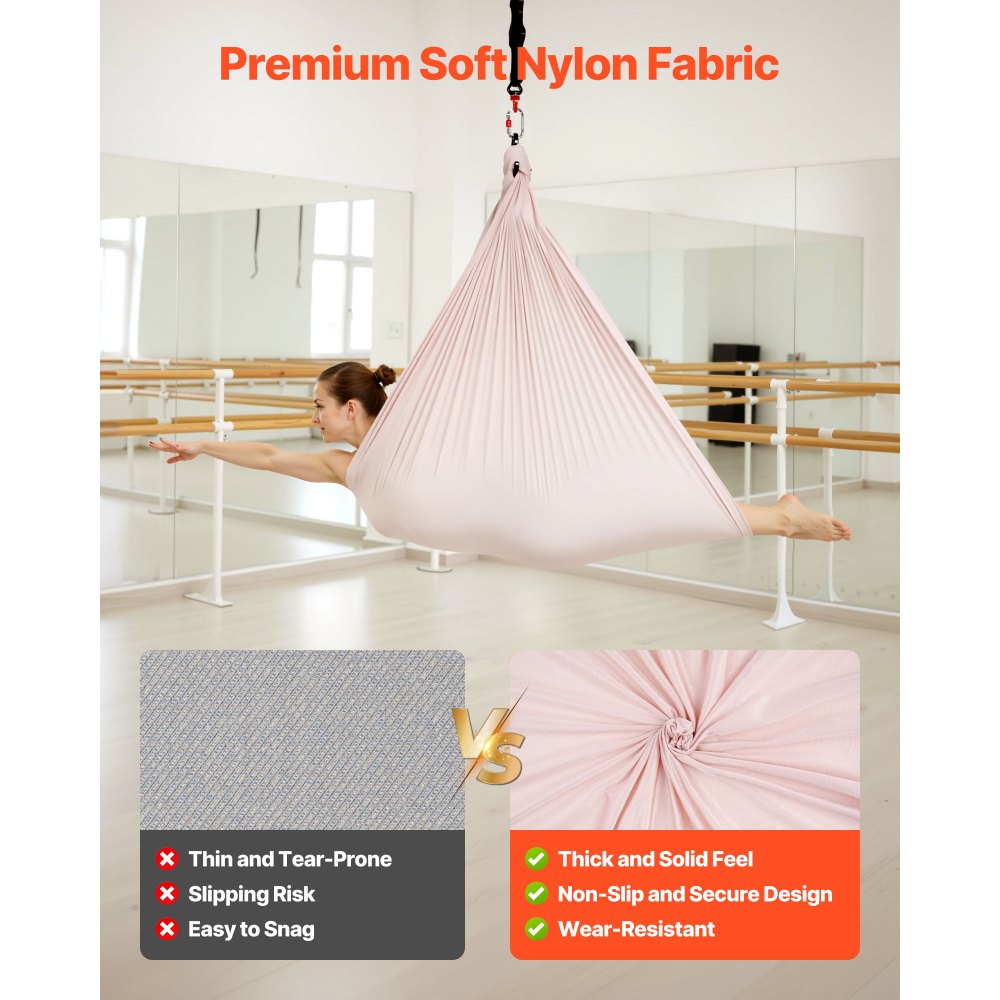 VEVOR Aerial Yoga Hammock, 136.07 kg Load Aerial Silk, Yoga Swing with Nylon Fabric, PE Zipper Bag for Parent-Child Interaction, Strengthen Muscles & Improve Practice, Hammock and Swing Combo