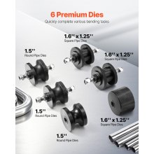 VEVOR Rohrrollenbieger Max 1-1/2" Manueller Rohrrollenbieger mit 6 Matrizen