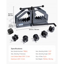 VEVOR Rohrrollenbieger Max 1-1/2" Manueller Rohrrollenbieger mit 6 Matrizen