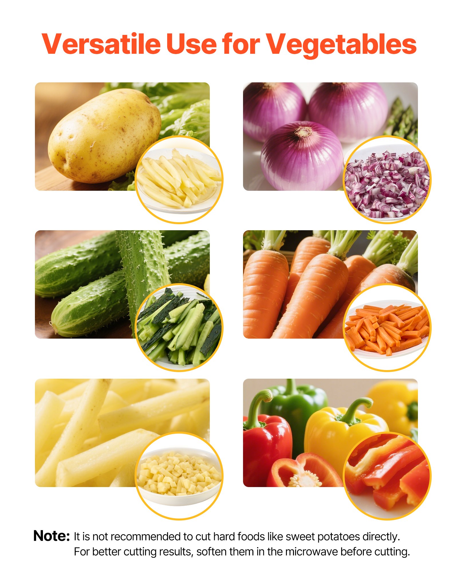 VEVOR kommerzieller Pommes-Frites-Schneider, Gemüseschneider Obstschneider aus Edelstahl mit 3 Ersatzklingen (12,7/9,525/6,35 mm), manueller Kartoffelschneider für Restaurants Café Bistro