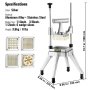 VEVOR Kommerziell Kartoffelschneider Pommes Frites Schneider 1/2 + 3/8 + 1/4 Zoll + 6 Keile, Frittenschneider Gemüseschneider Zerkleinerer Obstschneidemaschine mit 6 Ersatzklingen, Edelstahl Zerhacker