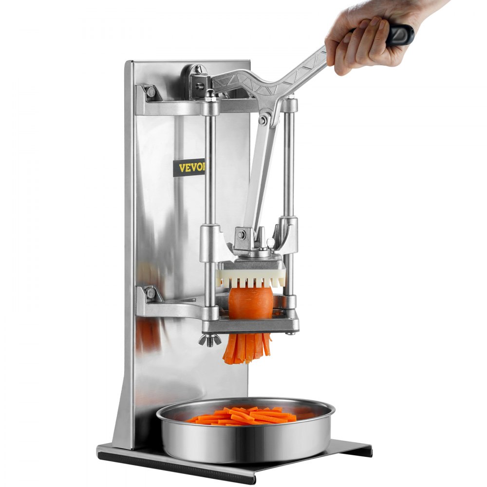 VEVOR Kartoffelschneider Pommes Frites Schneider 1/4 + 0,95cm + 6 Keile, Frittenschneider Gemüseschneider Kommerzieller Zerkleinerer Obstschneidemaschine mit 4 Ersatzklingen, Edelstahl Zerhacker