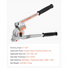 VEVOR Rohrbiegegerät Rohrbieger für 6,35/9,525/12,7mm Außendurchmesser 0-180°