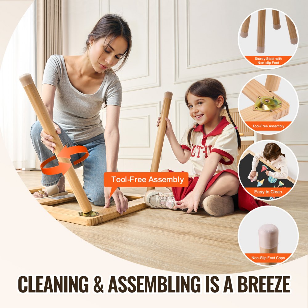 VEVOR Sensory Table Set Activity Table Children's Seating Group and Sand and Water Play Table with 2 Stools & 2 Storage Containers & Paper Roll Holder, Wooden Children's Table – Gift for Children