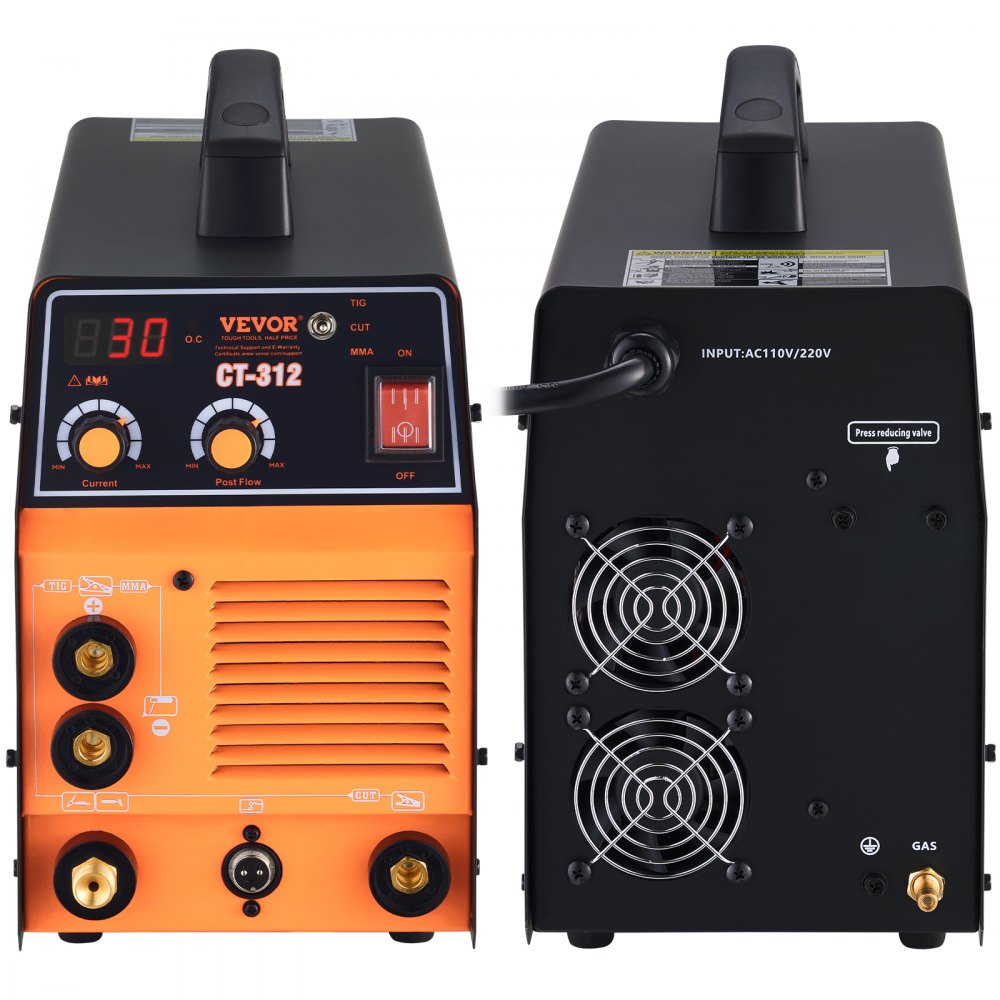 VEVOR 3-in-1-Plasmaschneider-Schweißgerät, CT-312 WIG/MMA-Plasmaschneidgerät-Kombigerät, 30-A-Plasmaschneider, 120-A-WIG-Schweißgerät und 120-A-Elektrodenschweißgerät