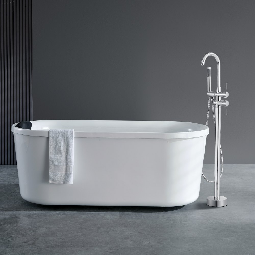 VEVOR Freistehende Badewannenarmatur mit Handbrause, Klassisch Badewannen Armaturen Set 98 cm Hohe, Silberner Badewannenhahn 1,61 GPM Durchfluss, Badewanne Wasserhahn Duschsystem Duscharmatur