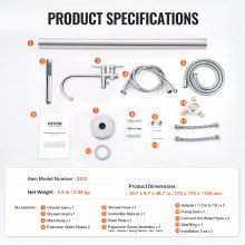 VEVOR Freistehende Badewannenarmatur mit Handbrause, Klassisch Badewannen Armaturen Set 98 cm Hohe, Silberner Badewannenhahn 1,61 GPM Durchfluss, Badewanne Wasserhahn Duschsystem Duscharmatur