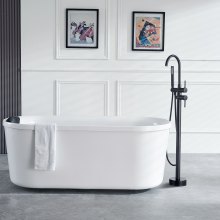 VEVOR Freistehende Badewannenarmatur mit Handbrause, Klassisch Badewannen Armaturen Set 98 cm Hohe, Mattschwarz Badewannenhahn 1,61 GPM Durchfluss, Badewanne Wasserhahn Duschsystem Duscharmatur