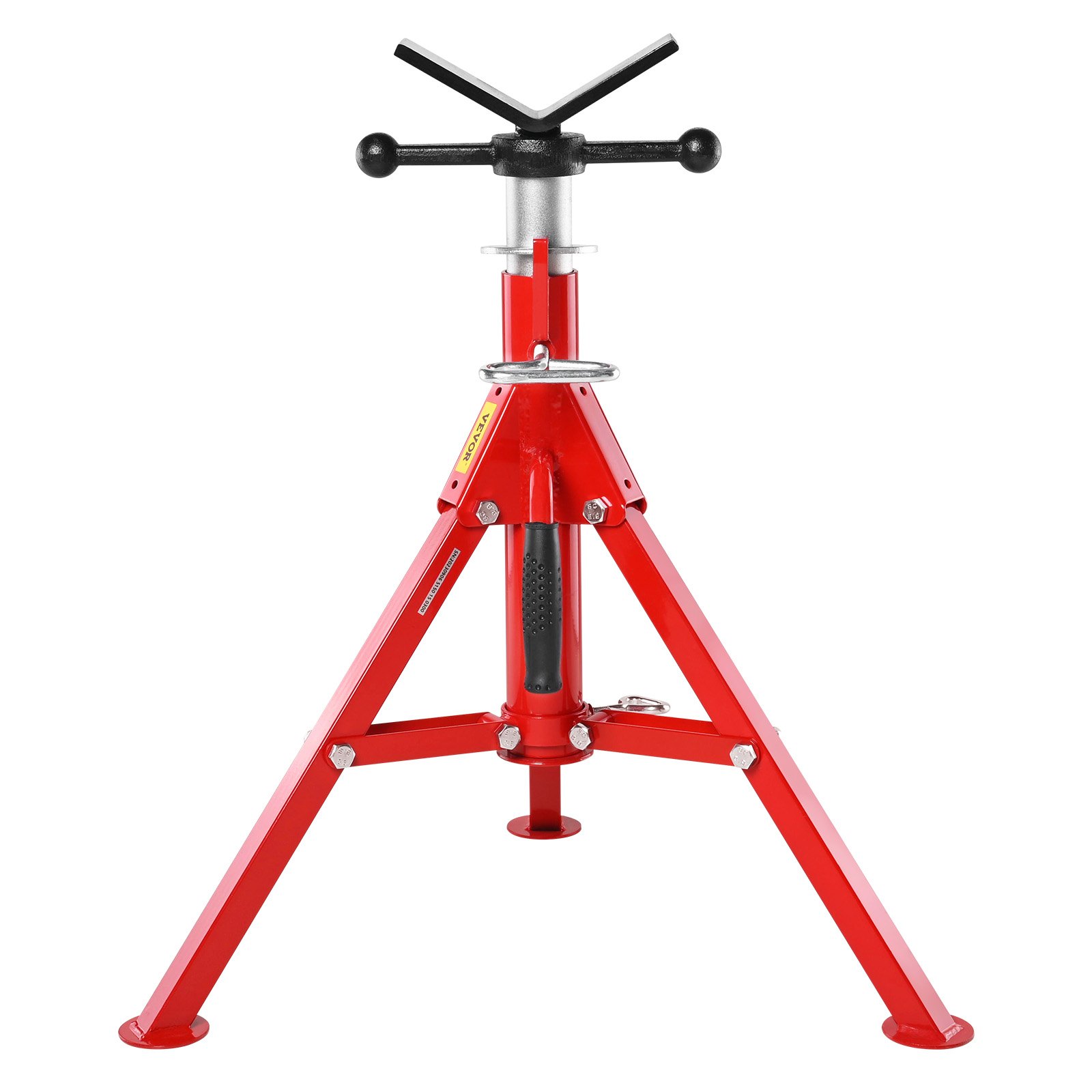 VEVOR Pipe Support Carbon Steel Pipe Stand V-Head Max. Load Capacity 1134 kg Pipe Bracket Height Adjustable from 61 to 107 cm Folding Legs for Transport Ideal for Thread Cutting Machines Roller Grooves