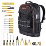 VEVOR Tool Backpack with Tools, 65 Pockets, Heavy-duty Tools Storage Organizer Bags with Laptop Compartment & Molded Base, Electrician Jobsite Backpack for Electrician, Repairman, and HVAC Techs