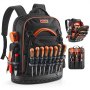 VEVOR Werkzeugrucksack, 64 Taschen, Werkzeug-Aufbewahrungs-Organizer, Backpack mit Laptopfach & geformtem Boden, Baustellenrucksack für Elektriker, Reparaturarbeiter & Heizungstechniker