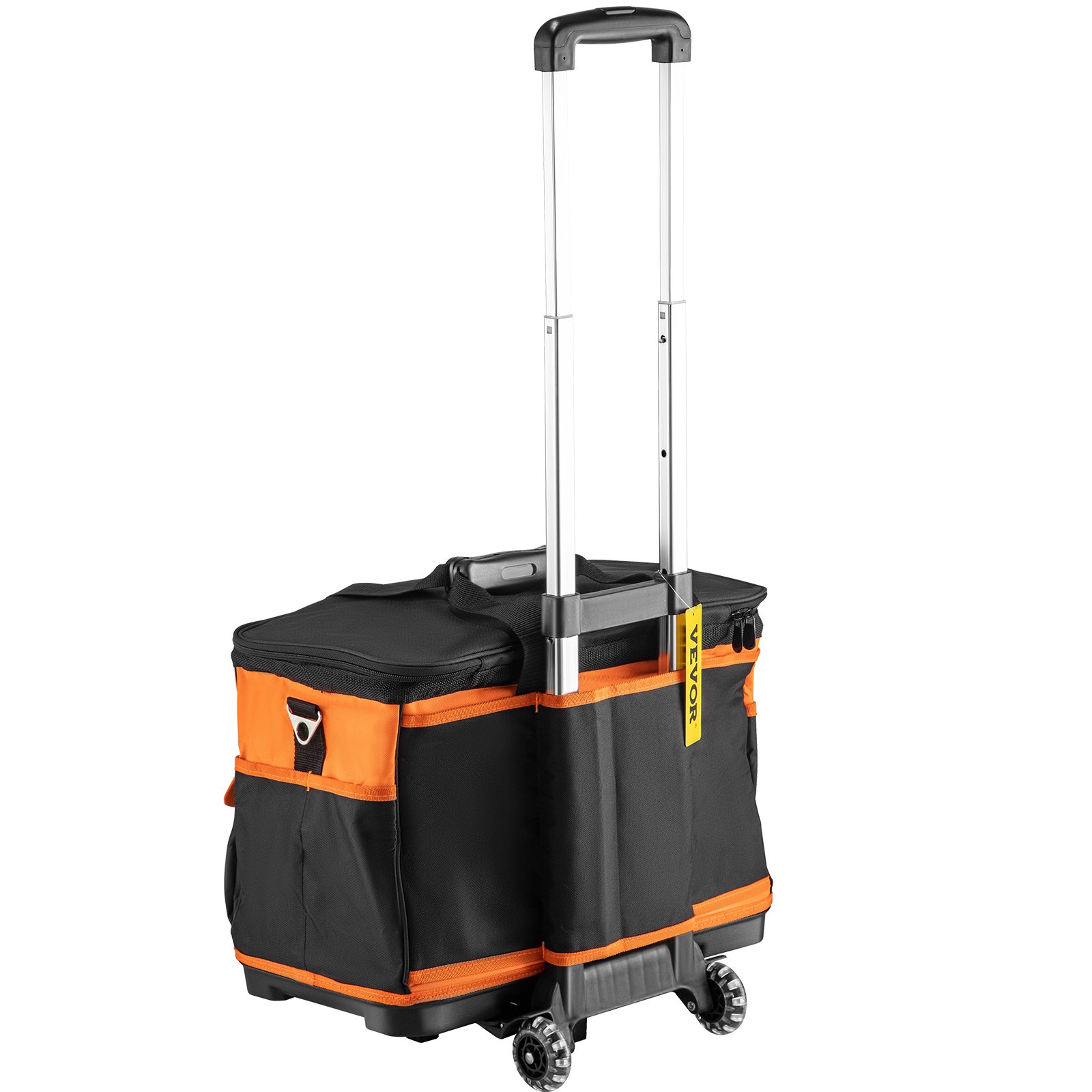 VEVOR Werkzeugtasche mit Rollen, Werkzeugtasche mit 17 Taschen, Werkzeugtasche mit 50 kg Tragkraft, Werkzeugtasche mit Rädern, Werkzeugkiste mit zwei 6,5 cm großen Rädern, Rolltasche mit Teleskopgriff