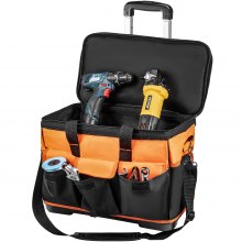 VEVOR Werkzeugtasche mit Rollen, 50,8 cm, 17 Taschen, Tasche mit zwei 6,5 cm großen Rädern, Oxford-Gewebe mit Teleskopgriff, 89,8 kg Tragkraft für Garten Elektriker Werkzeug Organisation