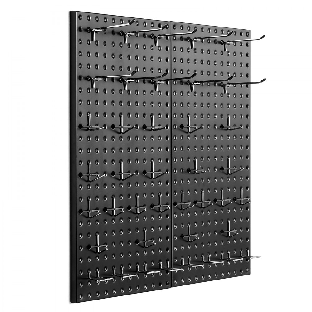 VEVOR Werkzeugwand, 61 x 30 cm, 2er-Set, Stecktafel-Wand-Organizer mit Zubehör, Werkzeuglochwand für Wohnzimmer, Garage, Werkzeugaufbewahrung, Büroorganisation, Bastelraum, Küche, Zuhause, schwarz