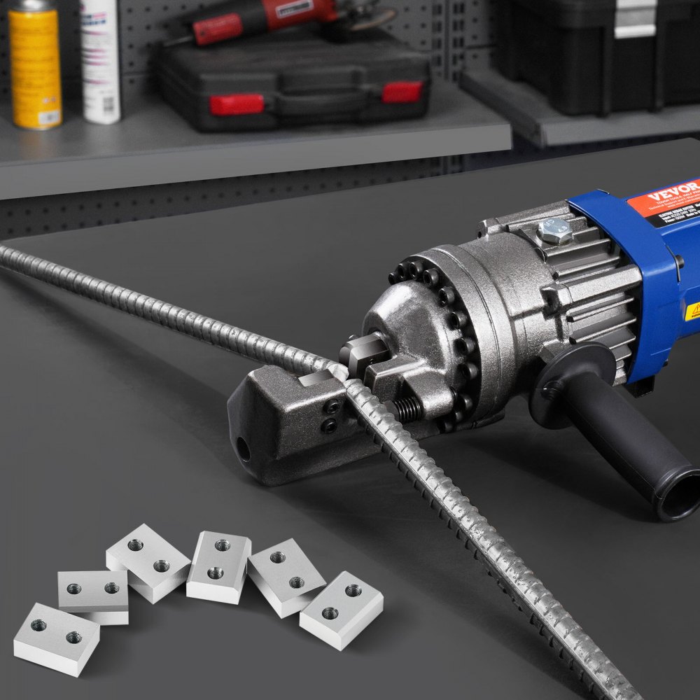 VEVOR Bewehrungsschneider Klingen, 6 Stk. Ersatzbackenklingen für 22 mm #7 elektrischen Bolzenschneider, doppelseitig, CR12MOV-Stahl mit hoher Härte, mit Schrauben und Federscheibe, silber