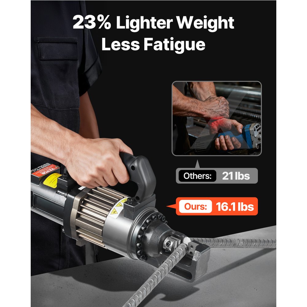 VEVOR Elektrischer hydraulischer Bolzenschneider, 1000-W-Bewehrungsschneider, schneidet bis zu 4–16 mm Bewehrungsstäbe in 2 Sekunden, Bewehrungsstahlschneider mit ölreichem Zubehör, Schwarz