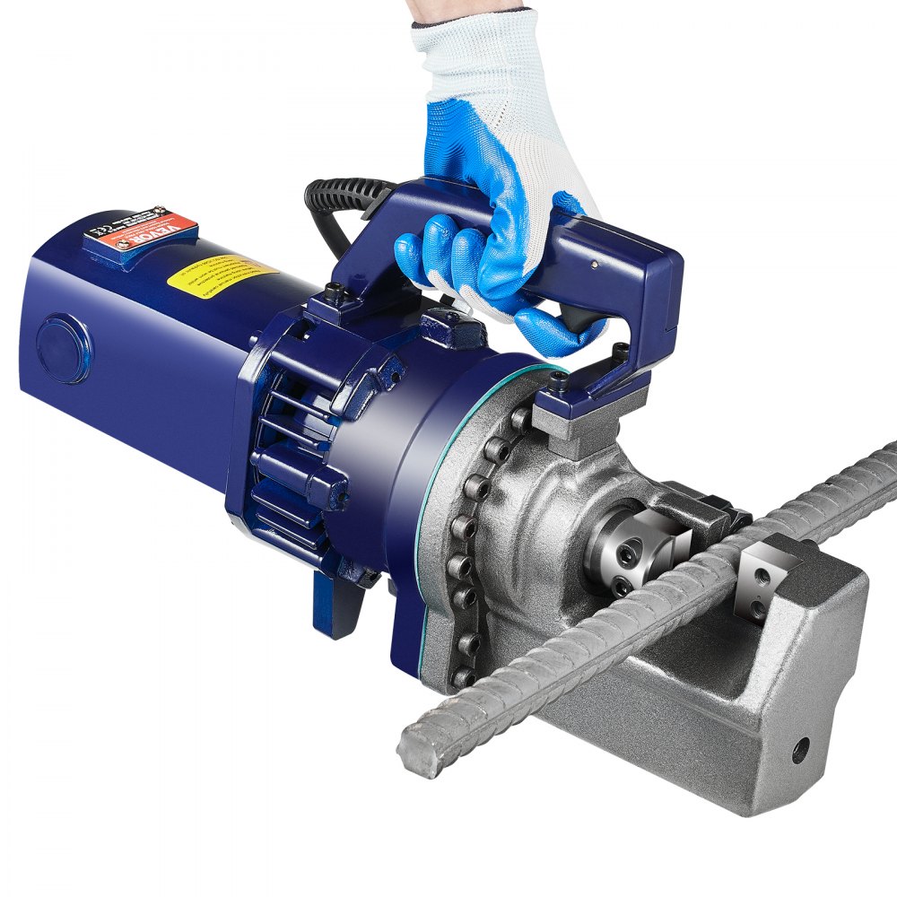 VEVOR Elektrischer hydraulischer Bolzenschneider, 1700-W-Bewehrungsschneider, schneidet bis zu 5-25 mm Bewehrungsstahl in 4 Sekunden, Bewehrungsstahlschneider mit Werkzeugkoffer-Ölkanne, Schwarz-Blau
