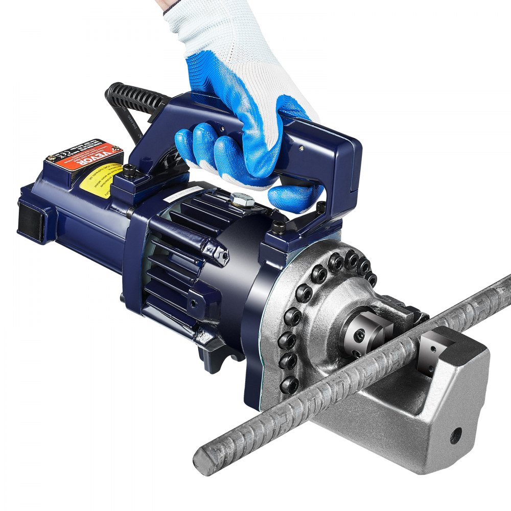 VEVOR Elektrischer hydraulischer Bolzenschneider, 1000-W-Bewehrungsschneider, schneidet bis zu 4-20 mm Bewehrungsstahl in 3 Sekunden, Bewehrungsstahlschneider mit Werkzeugkoffer-Ölkanne, Schwarz-Blau