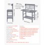 VEVOR Potting Bench Table, Outdoor Gardening Workstation with Sink, 94-140 cm Adjustable Wood Tabletop, Garden Work Station with Storage Shelves, Hooks for Patio, Backyard, Classic Grey